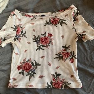 H & m Floral off the shoulder crop top size xs